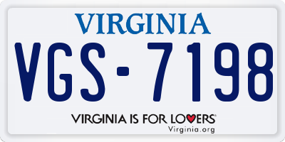 VA license plate VGS7198