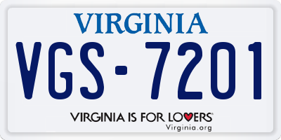 VA license plate VGS7201
