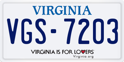 VA license plate VGS7203