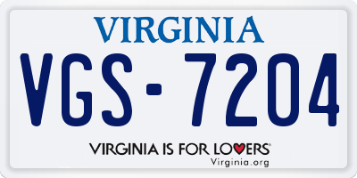 VA license plate VGS7204