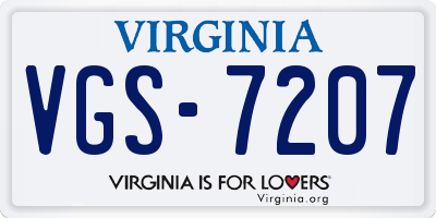 VA license plate VGS7207
