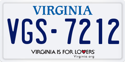VA license plate VGS7212