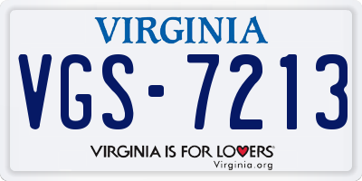 VA license plate VGS7213