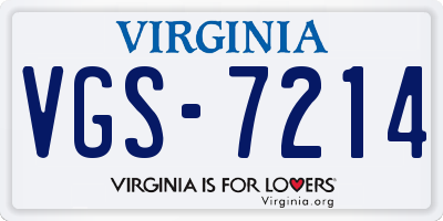 VA license plate VGS7214
