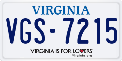 VA license plate VGS7215