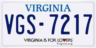 VA license plate VGS7217