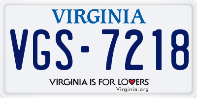 VA license plate VGS7218