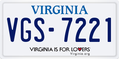 VA license plate VGS7221