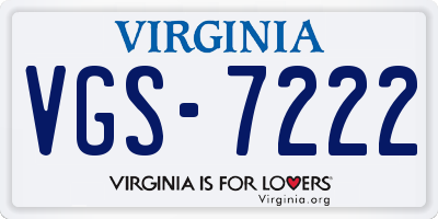 VA license plate VGS7222
