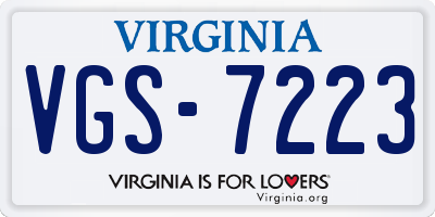 VA license plate VGS7223