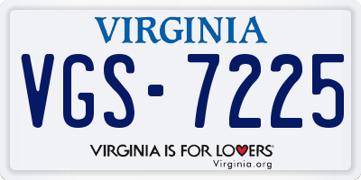 VA license plate VGS7225