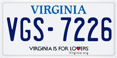 VA license plate VGS7226