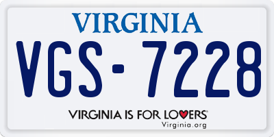 VA license plate VGS7228