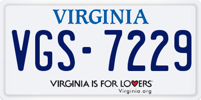 VA license plate VGS7229