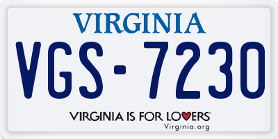 VA license plate VGS7230