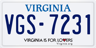 VA license plate VGS7231