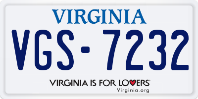 VA license plate VGS7232