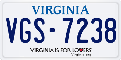 VA license plate VGS7238