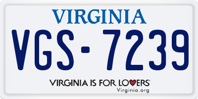 VA license plate VGS7239