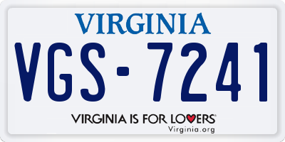 VA license plate VGS7241