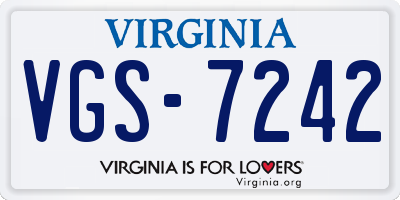 VA license plate VGS7242