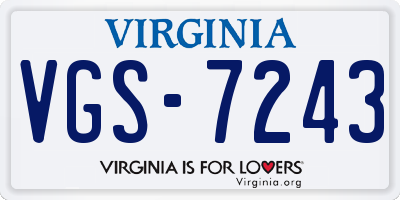 VA license plate VGS7243