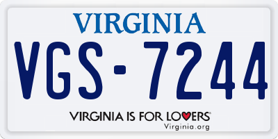 VA license plate VGS7244
