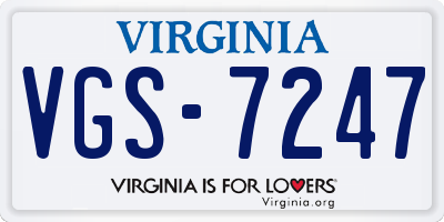 VA license plate VGS7247