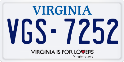 VA license plate VGS7252
