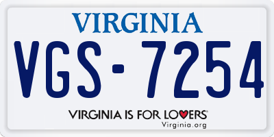 VA license plate VGS7254