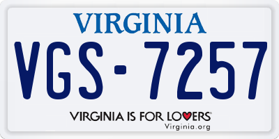 VA license plate VGS7257