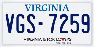VA license plate VGS7259