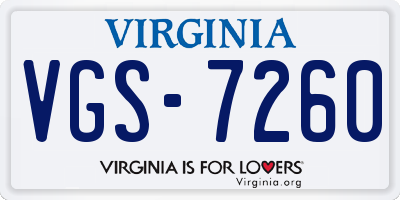 VA license plate VGS7260