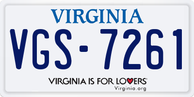 VA license plate VGS7261