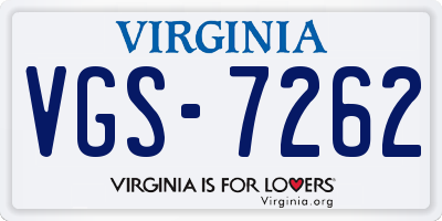 VA license plate VGS7262