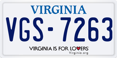 VA license plate VGS7263