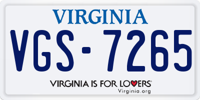 VA license plate VGS7265
