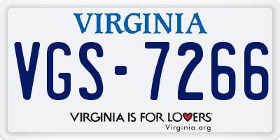 VA license plate VGS7266