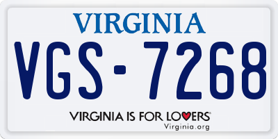 VA license plate VGS7268