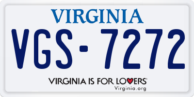 VA license plate VGS7272