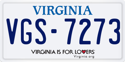 VA license plate VGS7273