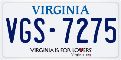 VA license plate VGS7275