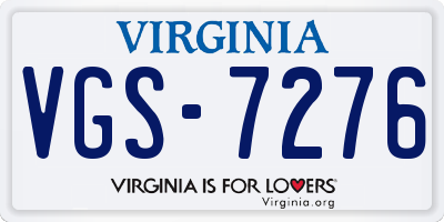 VA license plate VGS7276
