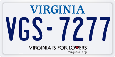VA license plate VGS7277