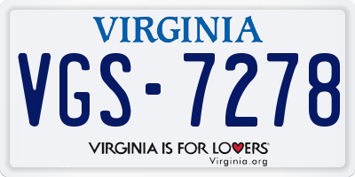 VA license plate VGS7278