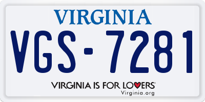 VA license plate VGS7281