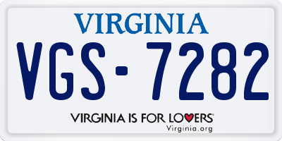 VA license plate VGS7282