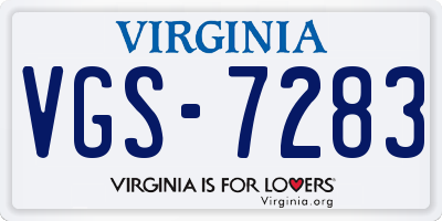 VA license plate VGS7283