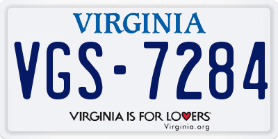VA license plate VGS7284