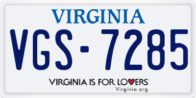 VA license plate VGS7285